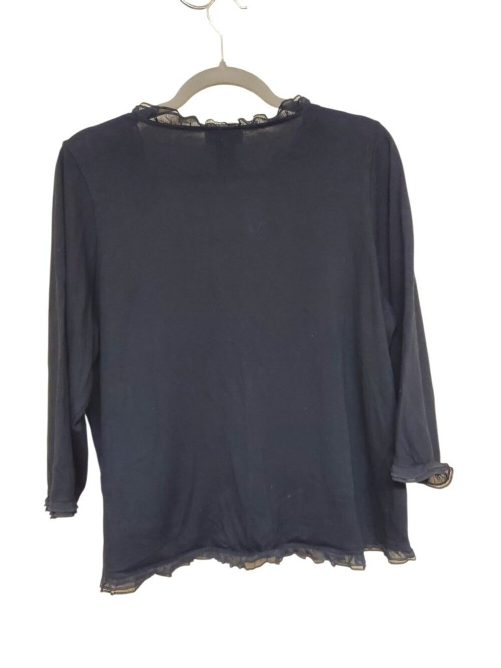 Studio 1940 Woman's Black Ruffle Button Up 3/4 Sleeve Cropped Bolero Plus 18/20W - Picture 3 of 3